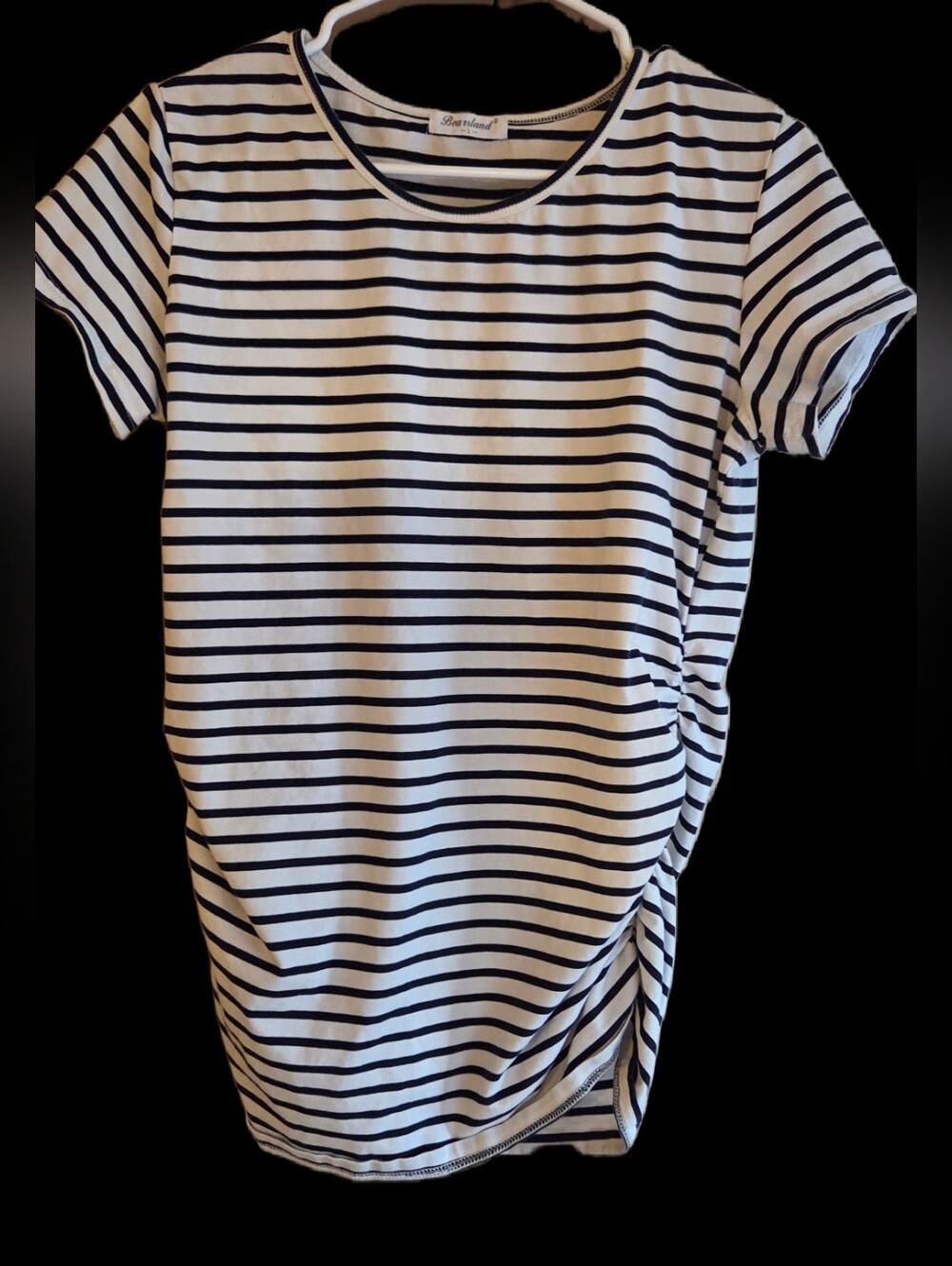 Bearsland Large Maternity Top in White and Navy
